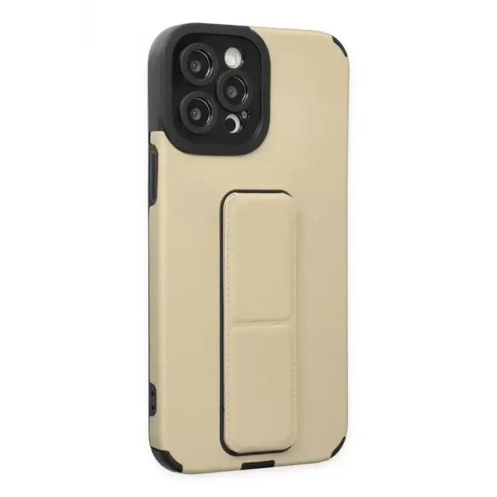Newface Apple iPhone 12 Pro Max Kılıf Mega Standlı Silikon - Gold