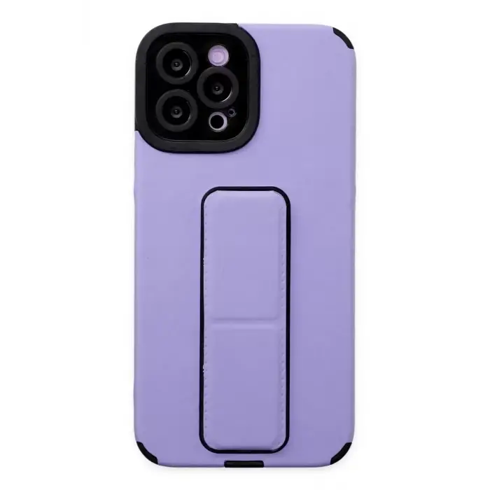 Newface Apple iPhone 12 Pro Max Kılıf Mega Standlı Silikon - Lila