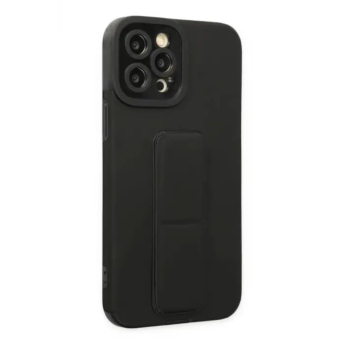 Newface Apple iPhone 12 Pro Max Kılıf Mega Standlı Silikon - Siyah