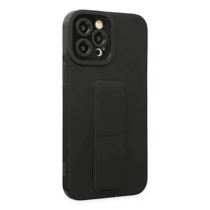 Newface Apple iPhone 12 Pro Max Kılıf Mega Standlı Silikon - Siyah