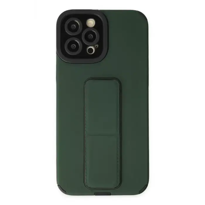 Newface Apple iPhone 12 Pro Max Kılıf Mega Standlı Silikon - Yeşil