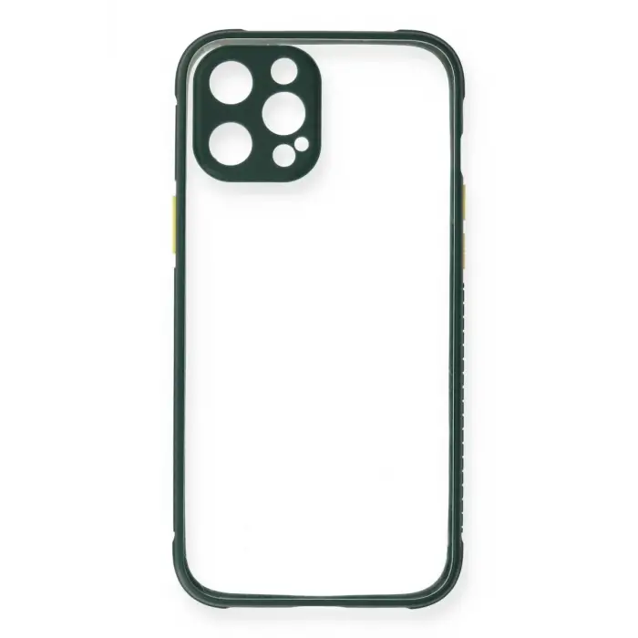 Newface Apple iPhone 12 Pro Max Kılıf Miami Şeffaf Silikon - Koyu Yeşil