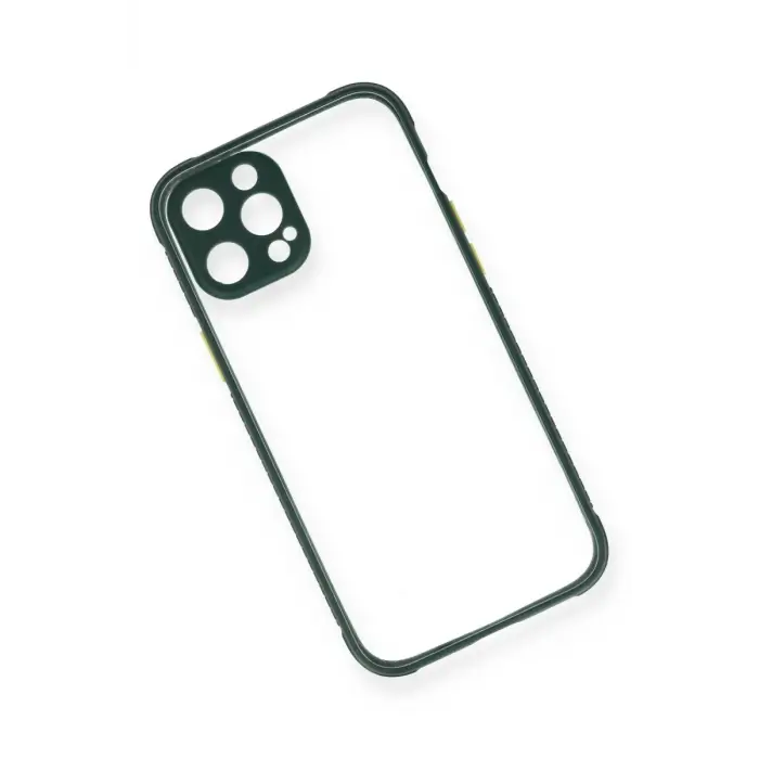 Newface Apple iPhone 12 Pro Max Kılıf Miami Şeffaf Silikon - Koyu Yeşil
