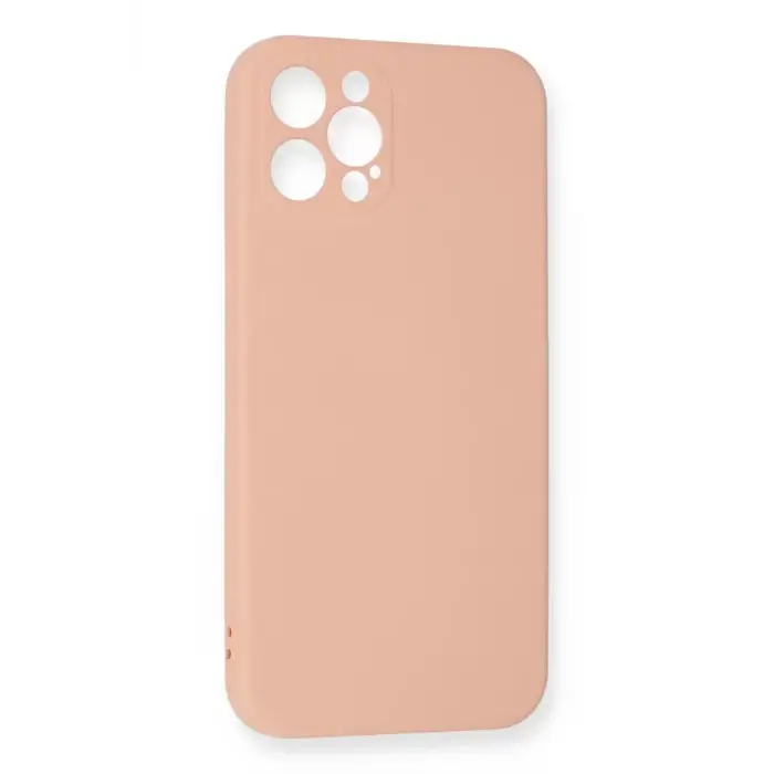 Newface Apple iPhone 12 Pro Max Kılıf Nano içi Kadife Silikon - Pudra