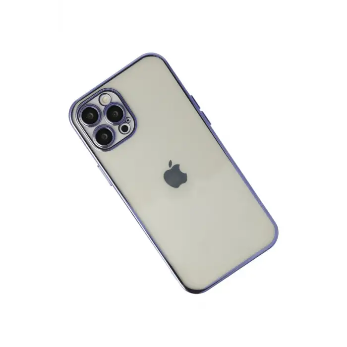 Newface Apple iPhone 12 Pro Max Kılıf Razer Lensli Silikon - Mor