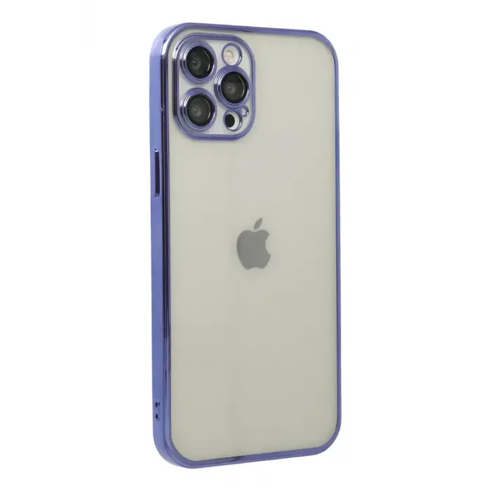 Newface Apple iPhone 12 Pro Max Kılıf Razer Lensli Silikon - Mor