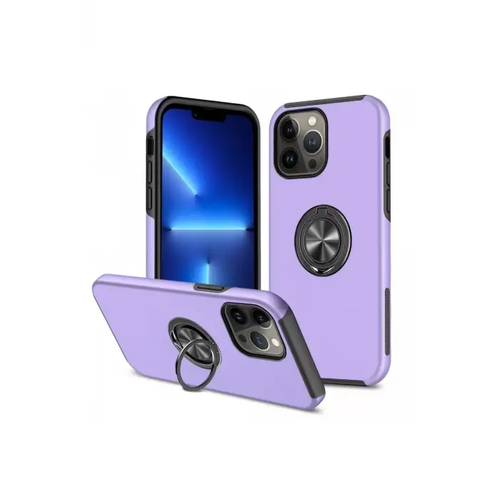 Newface Apple iPhone 13 Pro Kılıf Elit Yüzüklü Kapak - Mor