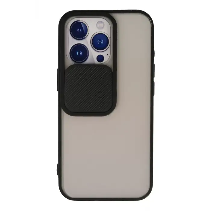 Newface Apple iPhone 13 Pro Kılıf Palm Buzlu Kamera Sürgülü Silikon - Siyah