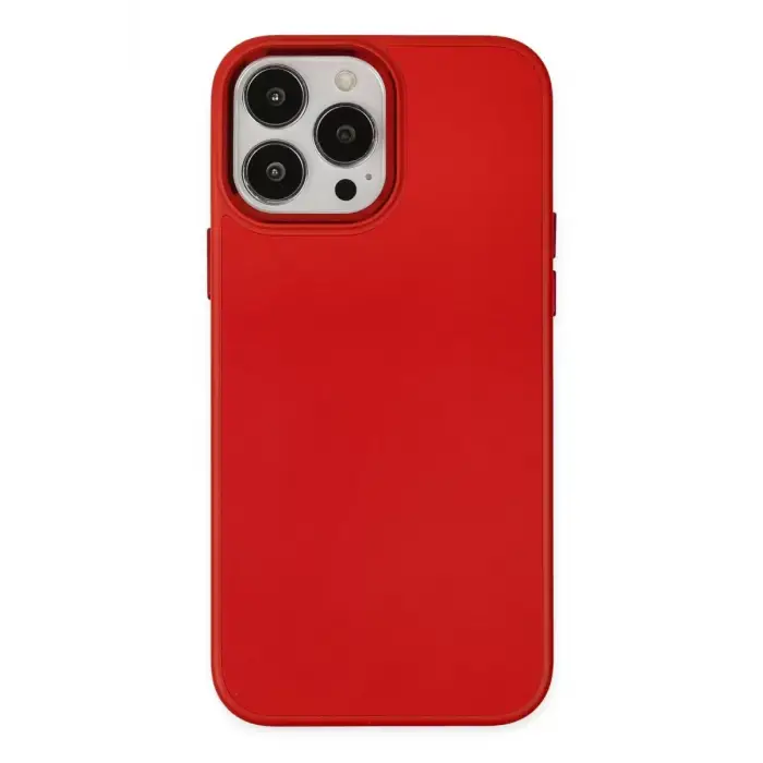 Newface Apple iPhone 13 Pro Max Kılıf Asya Deri Silikon - Kırmızı