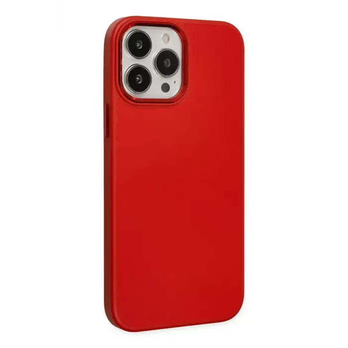Newface Apple iPhone 13 Pro Max Kılıf Asya Deri Silikon - Kırmızı