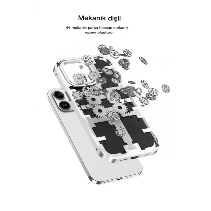 Newface Apple iPhone 13 Pro Max Kılıf Mekanik Bumper Kapak - Gold