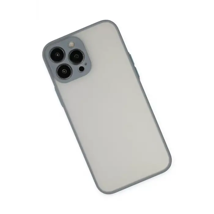 Newface Apple iPhone 13 Pro Max Kılıf Montreal Silikon Kapak - Gri