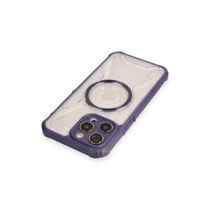 Newface Apple iPhone 13 Pro Max Kılıf Prag Magneticsafe Kapak - Derin Mor