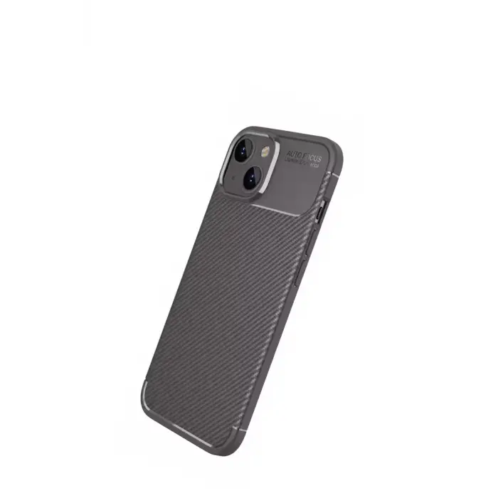 Newface Apple iPhone 14 Kılıf Auto Focus Karbon Kapak - Gri