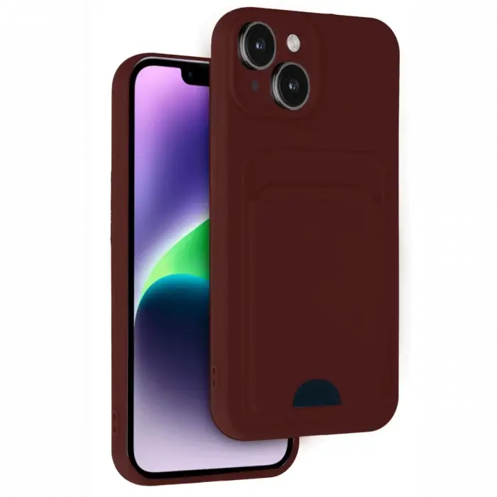 Newface Apple iPhone 14 Kılıf Kelvin Kartvizitli Silikon - Bordo