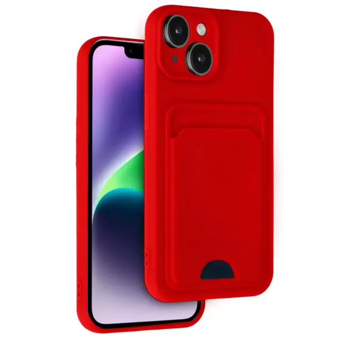 Newface Apple iPhone 14 Kılıf Kelvin Kartvizitli Silikon - Kırmızı