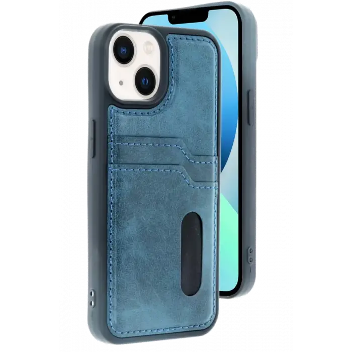 Newface Apple iPhone 14 Kılıf Sara Kartvizitli Deri Kılıf - Lacivert