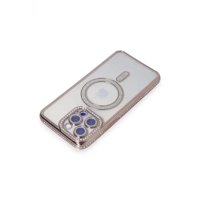 Newface Apple iPhone 14 Pro Kılıf Joke Simli Magneticsafe Kılıf - Pembe