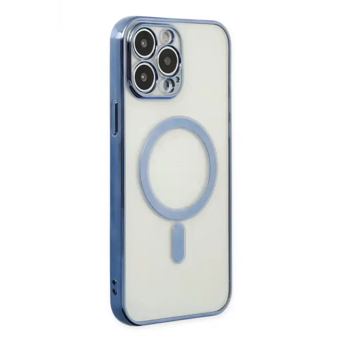 Newface Apple iPhone 14 Pro Kılıf Magneticsafe Lazer Silikon - Sierra Blue