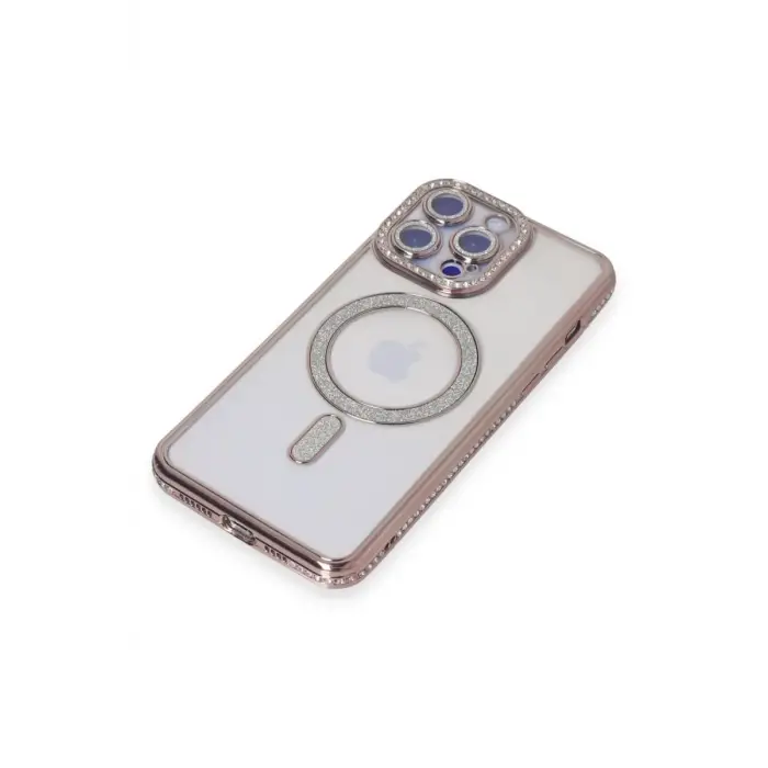 Newface Apple iPhone 14 Pro Max Kılıf Joke Simli Magneticsafe Kılıf - Pembe