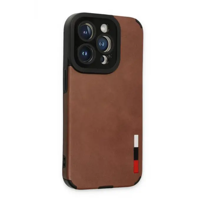 Newface Apple iPhone 14 Pro Max Kılıf Loop Deri Silikon - Kahverengi