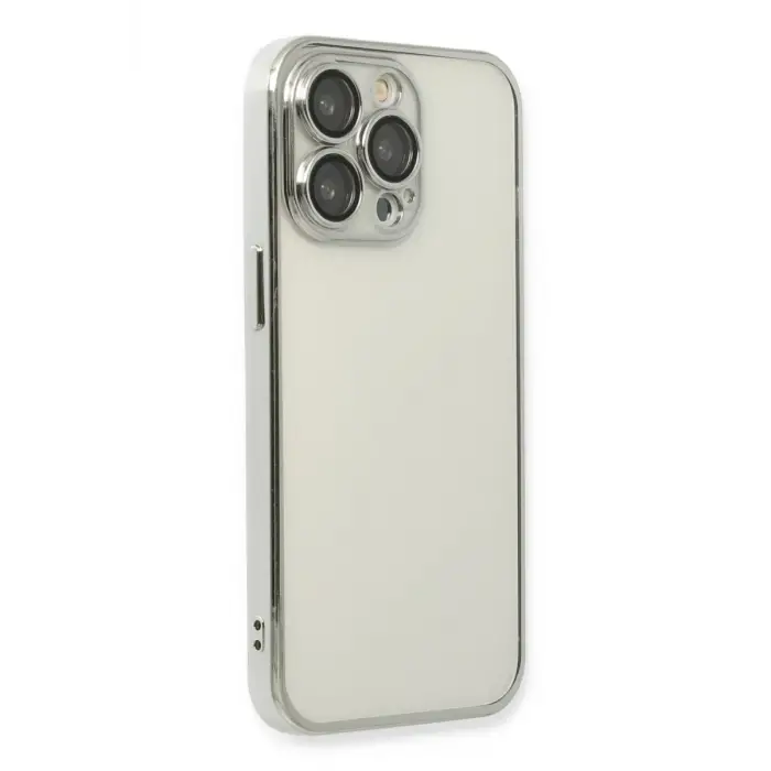 Newface Apple iPhone 14 Pro Max Kılıf Razer Lensli Silikon - Gümüş