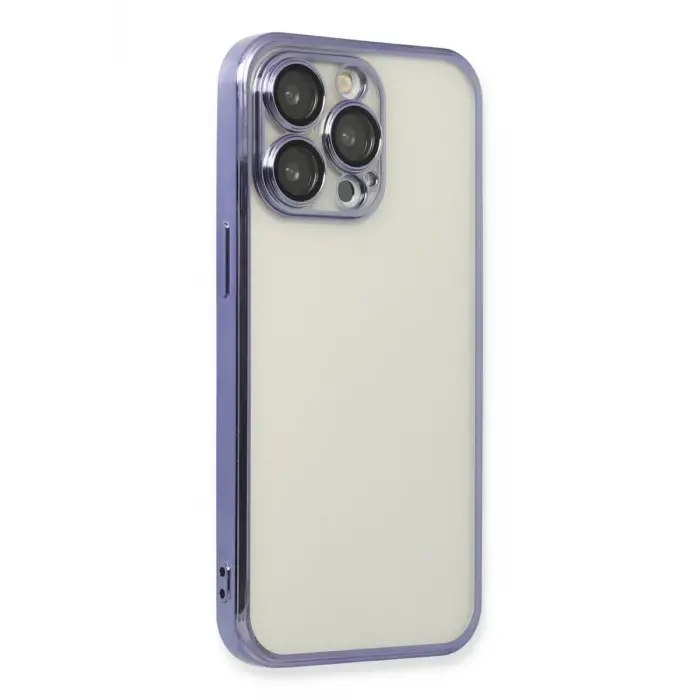 Newface Apple iPhone 14 Pro Max Kılıf Razer Lensli Silikon - Mor
