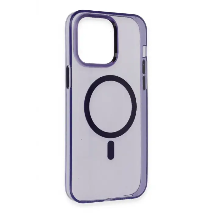 Newface Apple iPhone 14 Pro Max Kılıf Tron Şeffaf Magsafe Kapak - Derin Mor