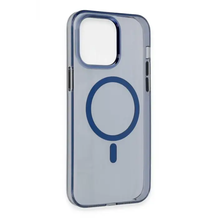 Newface Apple iPhone 14 Pro Max Kılıf Tron Şeffaf Magsafe Kapak - Mavi