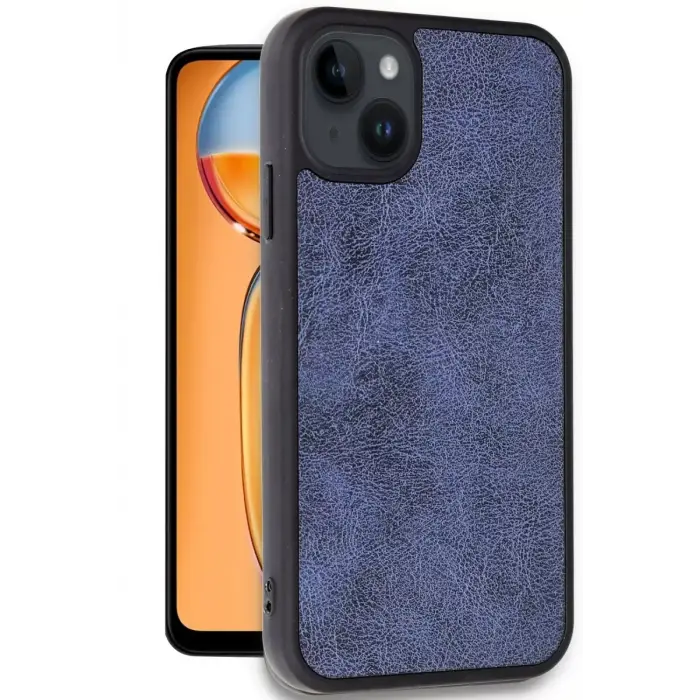 Newface Apple iPhone 15 Kılıf Aras Deri Kapak - Lacivert