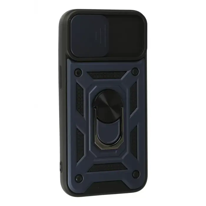 Newface Apple iPhone 15 Kılıf Pars Lens Yüzüklü Silikon - Lacivert