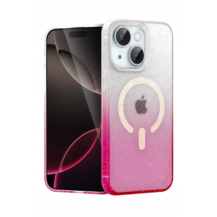 Newface Apple iPhone 15 Plus Pummel Shiny Magsafe Kapak - Pembe