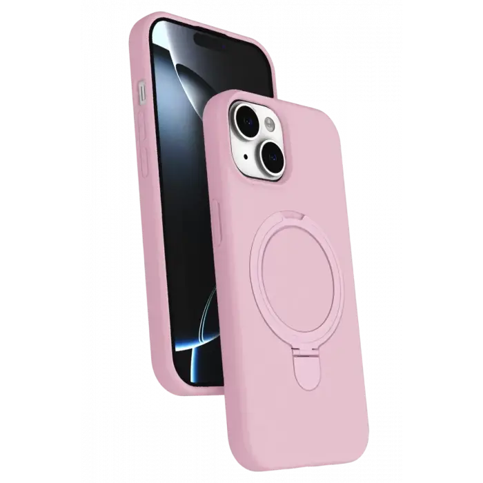 Newface Apple iPhone 15 Plus Regal Magsafe Standlı Kapak - Açık Pembe