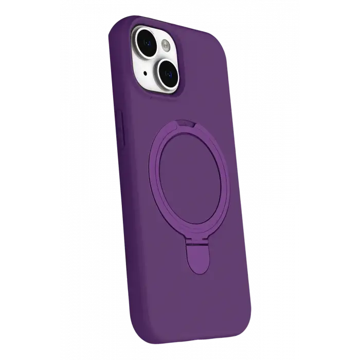 Newface Apple iPhone 15 Plus Regal Magsafe Standlı Kapak - Derin Mor