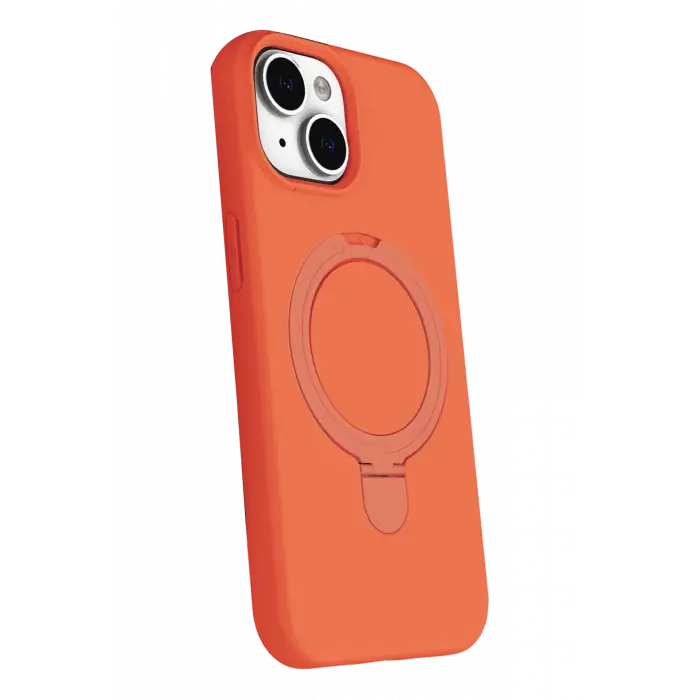 Newface Apple iPhone 15 Plus Regal Magsafe Standlı Kapak - Turuncu