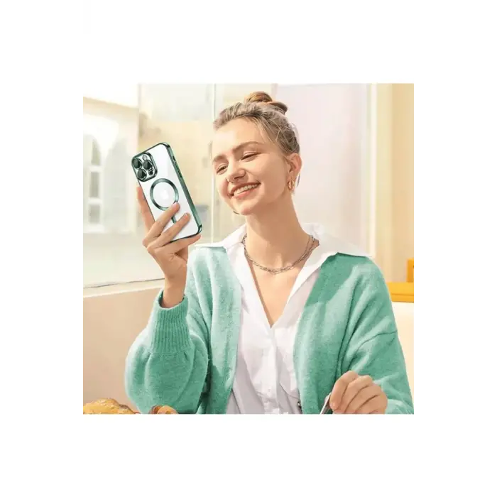 Newface Apple iPhone 15 Pro Kılıf Kross Magneticsafe Kapak - Gümüş