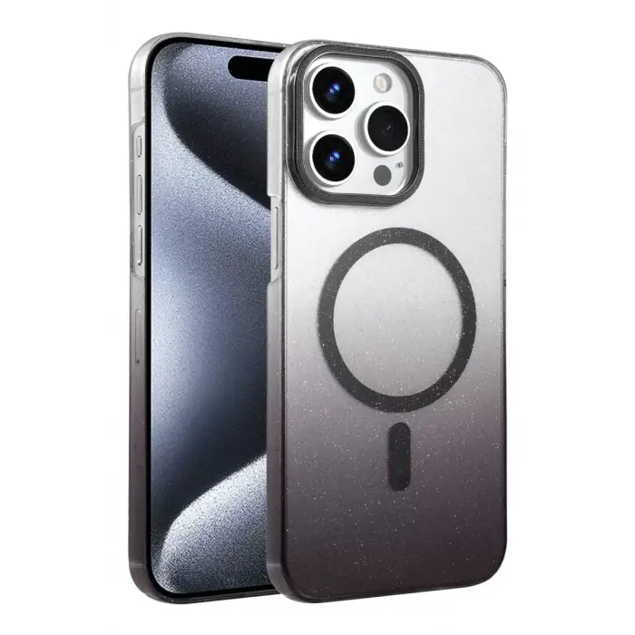 Newface Apple iPhone 15 Pro Max Glossy Magsafe Kapak - Siyah