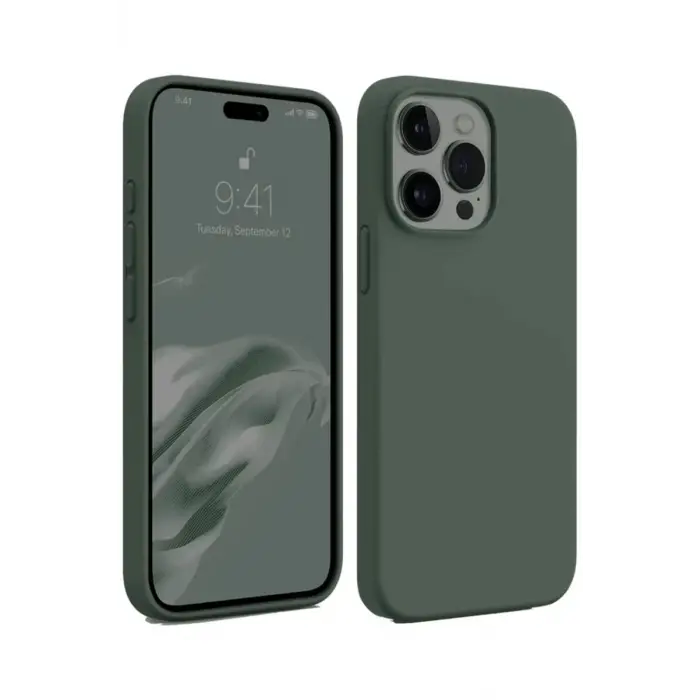 Newface Apple iPhone 15 Pro Max Kılıf First Silikon - Koyu Yeşil