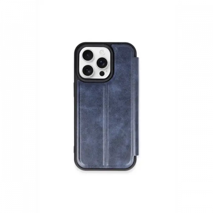 Newface Apple iPhone 15 Pro Max Kılıf Flip Cover - Lacivert