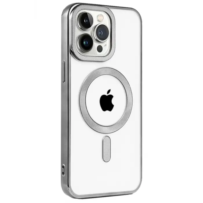 Newface Apple iPhone 15 Pro Max Kılıf Kronos Magsafe Kapak - Titanyum Gri