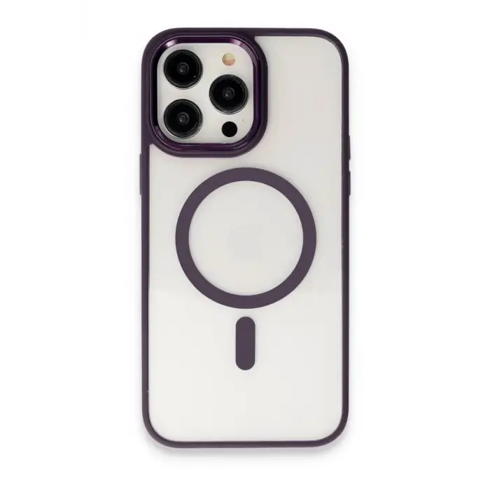 Newface Apple iPhone 15 Pro Max Kılıf Room Magneticsafe Silikon - Derin Mor