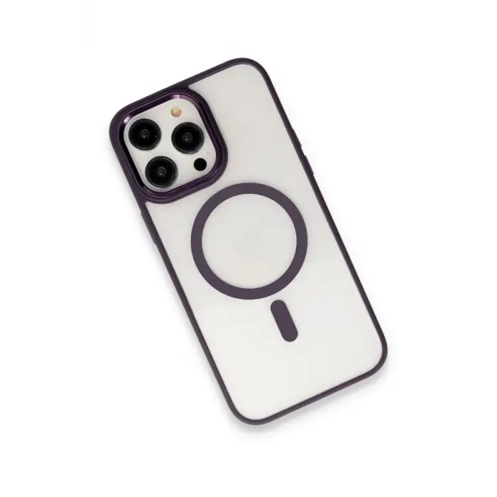 Newface Apple iPhone 15 Pro Max Kılıf Room Magneticsafe Silikon - Derin Mor