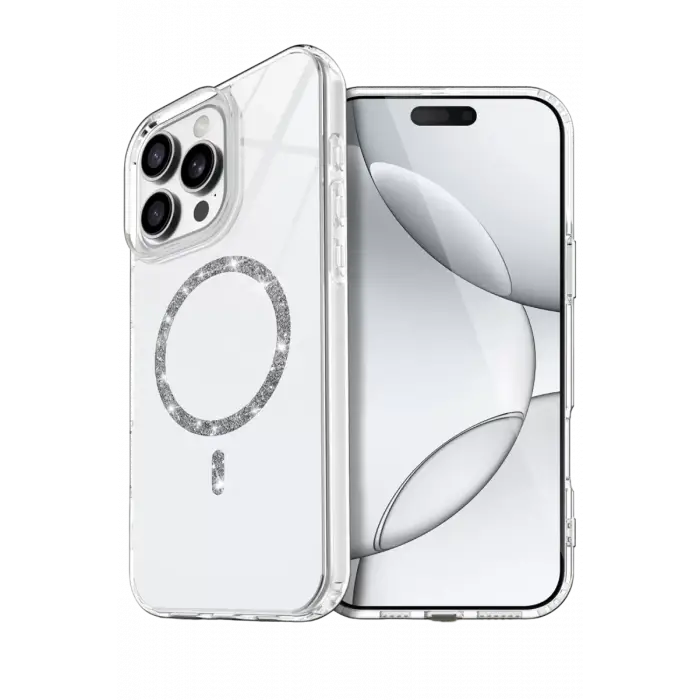 Newface Apple iPhone 15 Pro Max Live Diamond Magsafe Kapak - Şeffaf