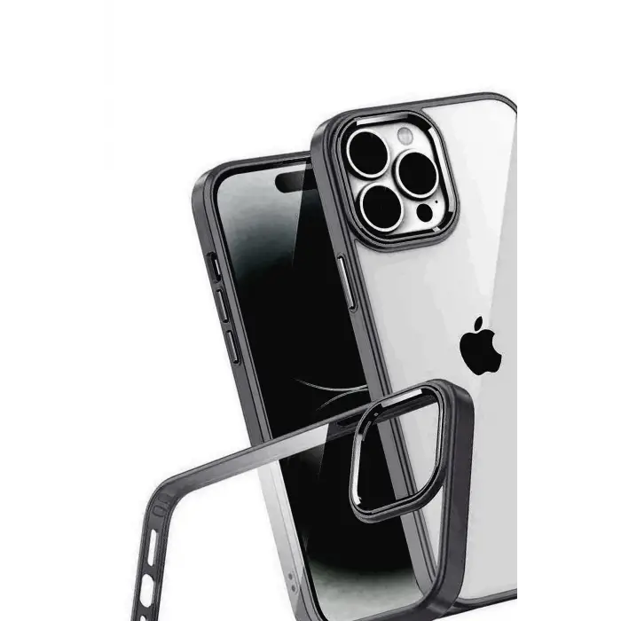 Newface Apple iPhone 15 Pro Max Razer Lensli Silikon - Siyah