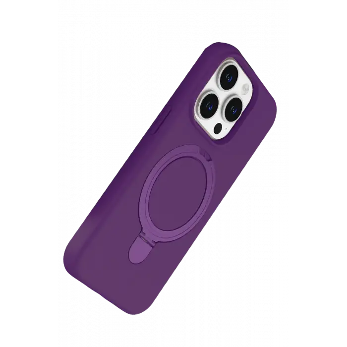 Newface Apple iPhone 15 Pro Max Regal Magsafe Standlı Kapak - Derin Mor
