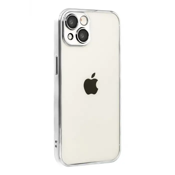 Newface Apple iPhone 15 Razer Lensli Silikon - Gümüş