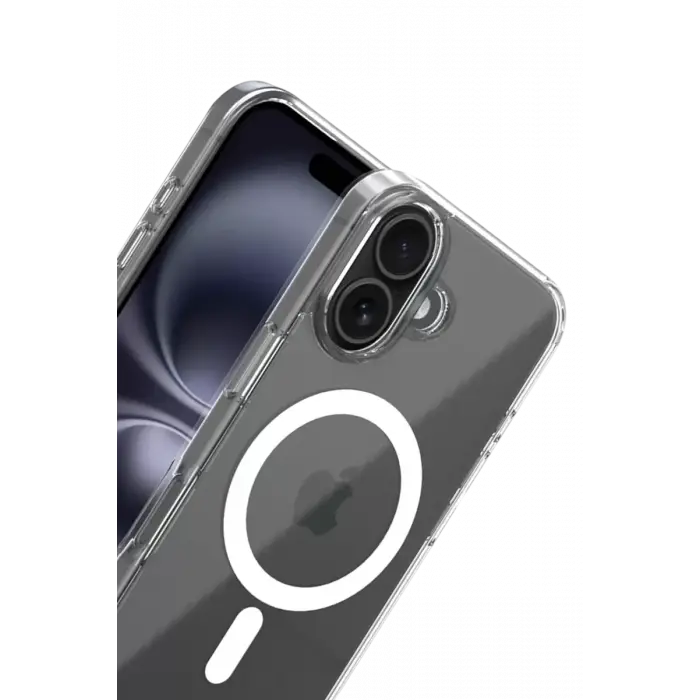 Newface Apple iPhone 16 Combo Sert Şeffaf Magsafe Kapak - Şeffaf