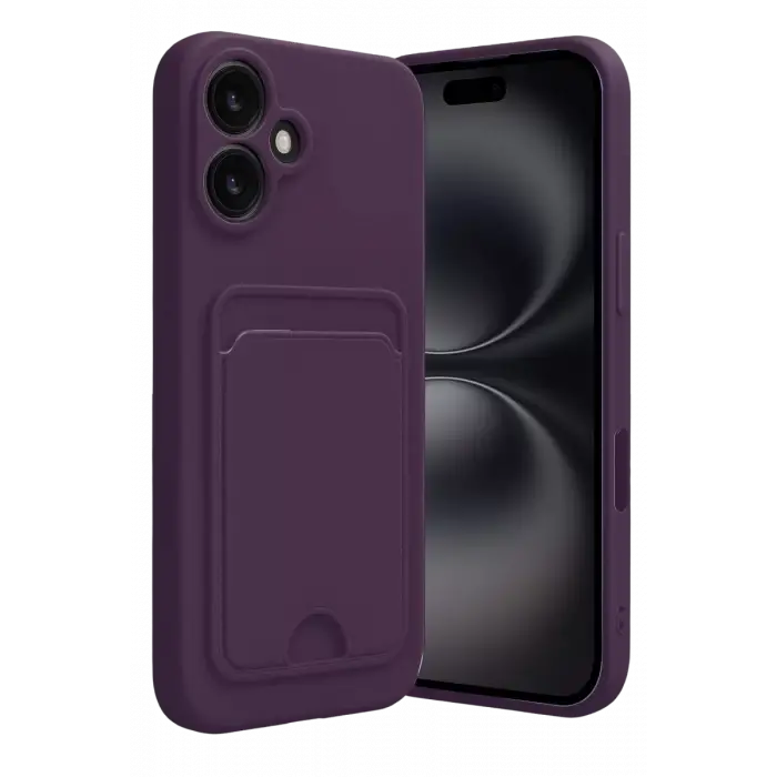 Newface Apple iPhone 16 Kılıf Kelvin Kartvizitli Silikon - Derin Mor