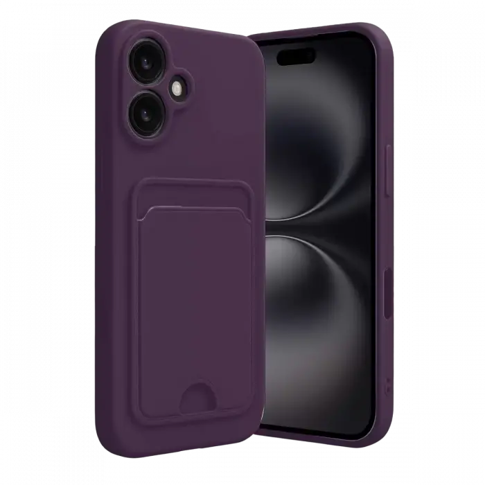 Newface Apple iPhone 16 Kılıf Kelvin Kartvizitli Silikon - Derin Mor