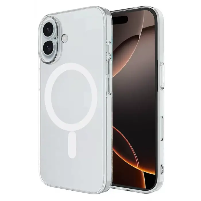 Newface Apple iPhone 16 Kılıf Magneticsafe Şeffaf Silikon - Şeffaf